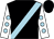 Black, light blue sash, light blue dots on white sleeves, black cap (Eclipse Thoroughbred Partners)