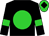 Black, lime disc, lime armlets on sleeves, black diamond on lime cap (Agave Racing Stable And Rockin Robin Racing Stable)
