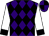 Purple and black diamonds, black cuffs on white sleeves, purple and black quartered cap (Myracehorse Com And Slo Racing Stable)