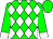 Green and white diamonds, white cuffs on green sleeves, green cap (Harris Farms, Inc)