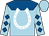 Light blue, royal blue yoke, white horseshoe, light blue sleeves, royal blue diamonds (Live Your Dream Racing Stable)