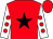 Red, black star, red spots on white sleeves (Bloom Racing Stable Llc (jeffrey Bloom))